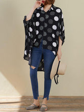 Polka-Dot Plus Size Cropped Bat Sleeve Shirt